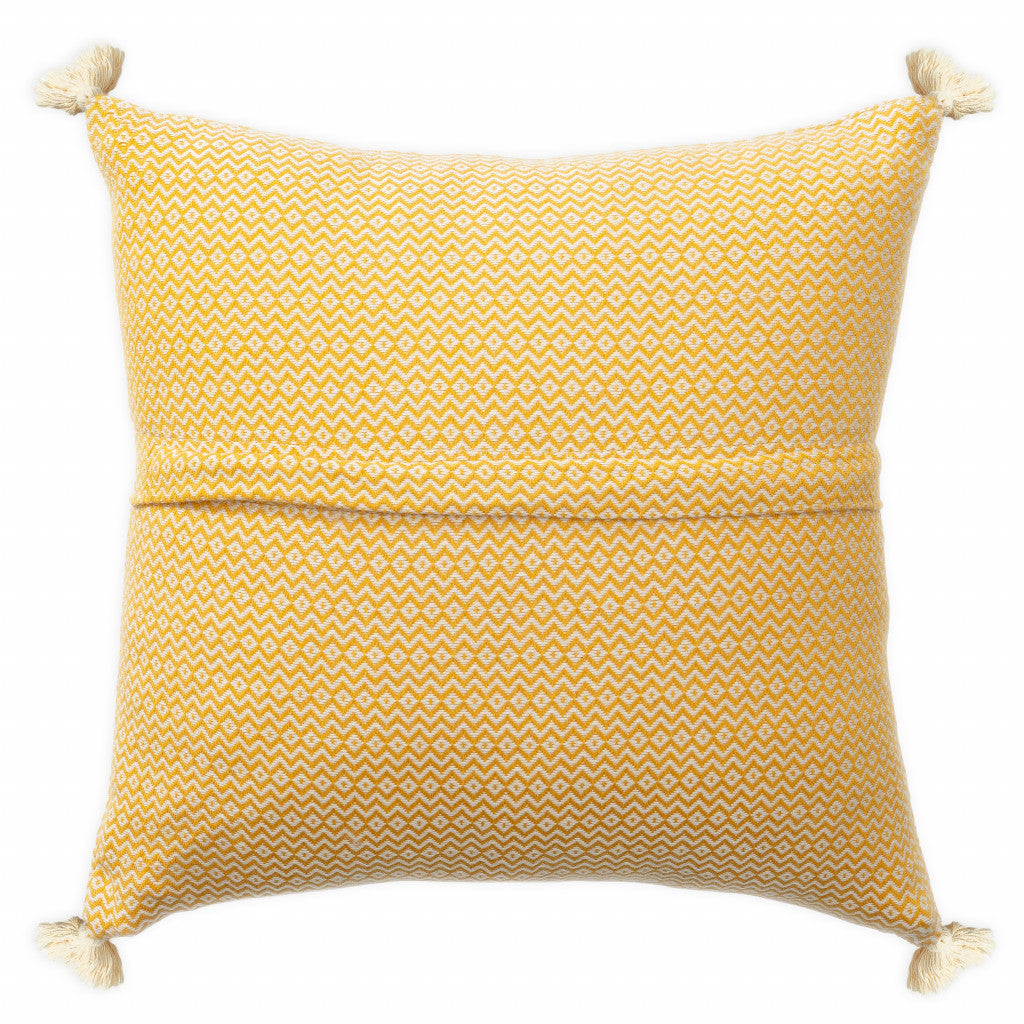 18" X 18" Mustard 100% Cotton Geometric Zippered Pillow