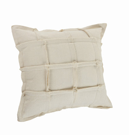 20" X 20" Beige 100% Cotton Zippered Pillow