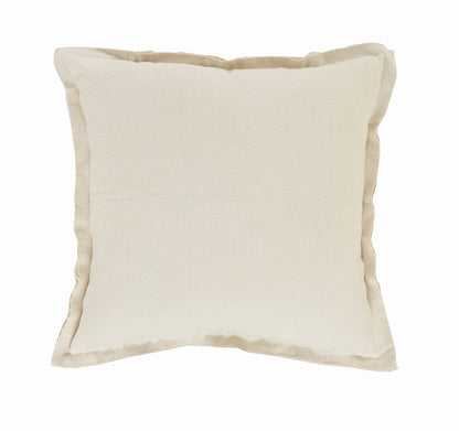 20" X 20" Beige 100% Cotton Zippered Pillow