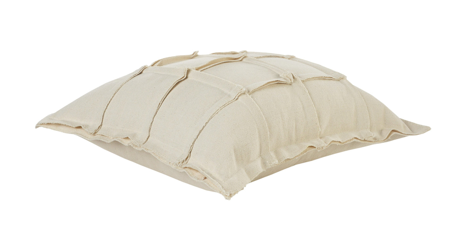 20" X 20" Beige 100% Cotton Zippered Pillow