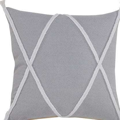 20" X 20" Navy And White 100% Cotton Coastal Zippered Pillow