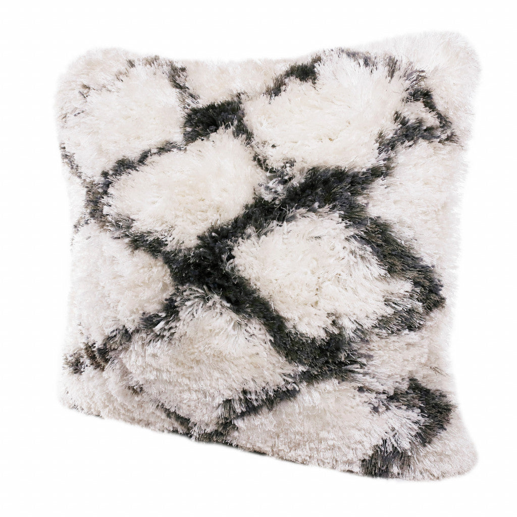 20" X 20" Black And White Polyester Geometric Zippered Pillow