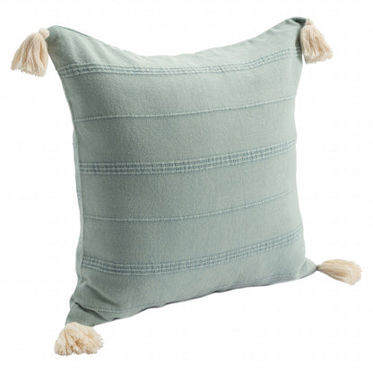 18" X 18" Aqua And Green 100% Cotton Zippered Pillow