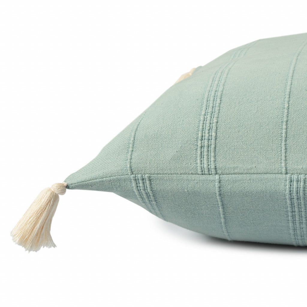 18" X 18" Aqua And Green 100% Cotton Zippered Pillow