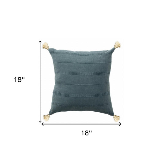 18" X 18" Aqua And Green 100% Cotton Zippered Pillow