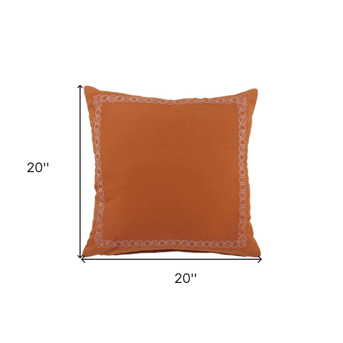 20" X 20" Orange And Dark Orange 100% Cotton Geometric Zippered Pillow