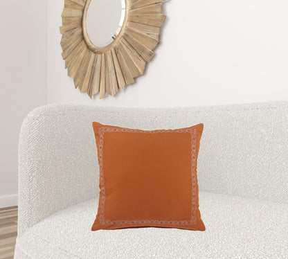 20" X 20" Orange And Dark Orange 100% Cotton Geometric Zippered Pillow