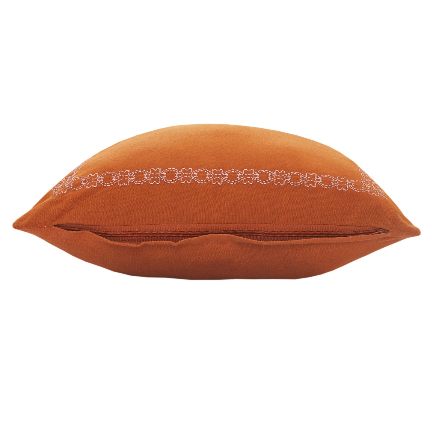 20" X 20" Orange And Dark Orange 100% Cotton Geometric Zippered Pillow