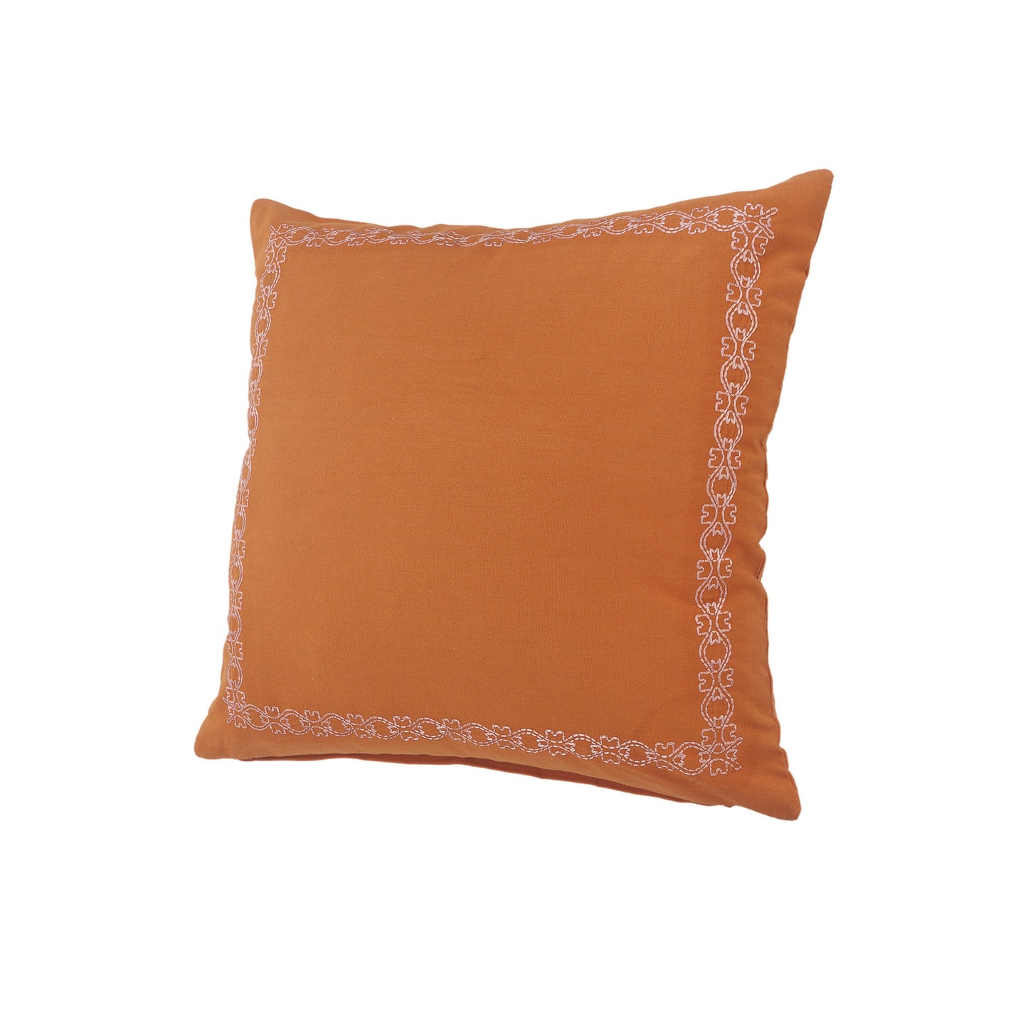 20" X 20" Orange And Dark Orange 100% Cotton Geometric Zippered Pillow