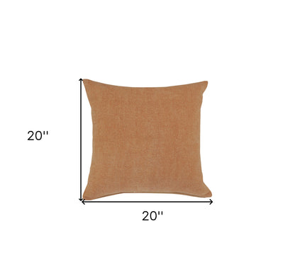 20" X 20" Orange And Brown 100% Cotton Zippered Pillow