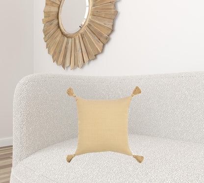 20" X 20" Light Yellow 100% Cotton Zippered Pillow