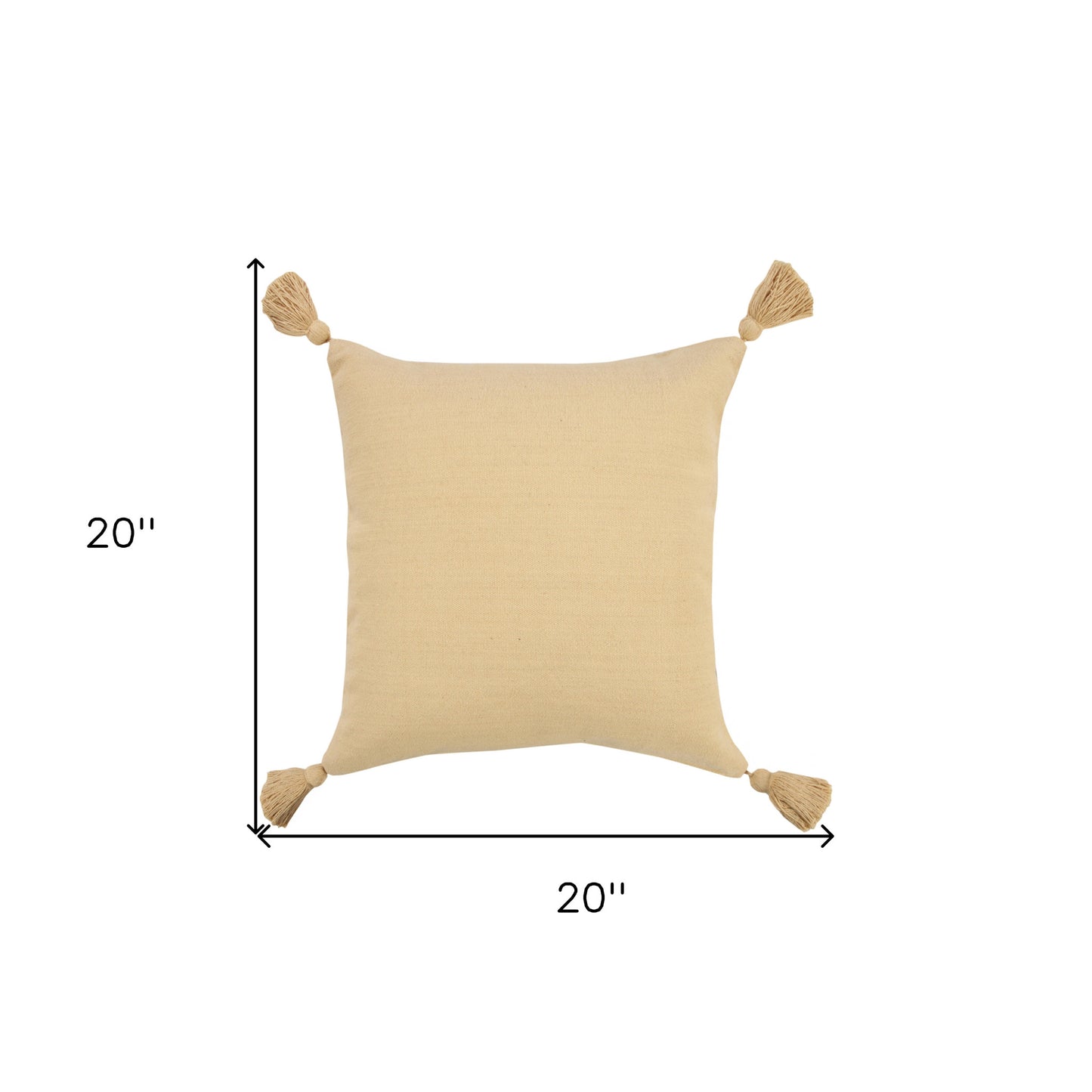 20" X 20" Light Yellow 100% Cotton Zippered Pillow