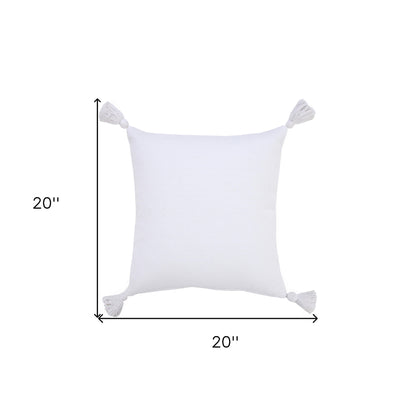 20" X 20" White 100% Cotton Zippered Pillow