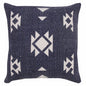 20" X 20" Navy And White 100% Cotton Geometric Zippered Pillow