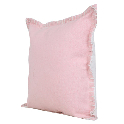 20" Light Pink Cotton Throw Pillow With Embroidered Edges