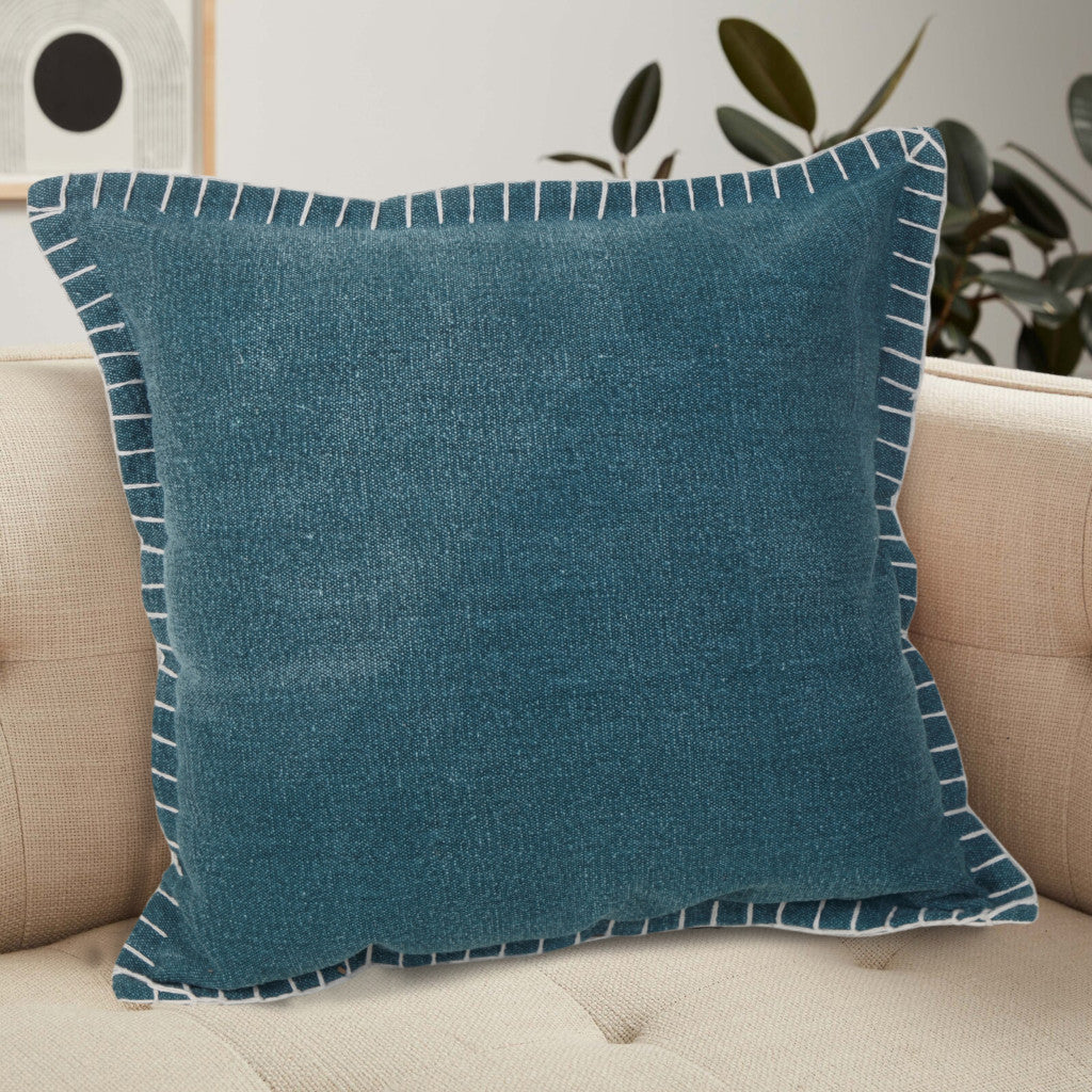 14" X 36" Bright Blue 100% Cotton Zippered Pillow