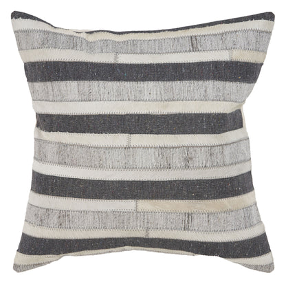 20" Charcoal Striped Wool Throw Pillow