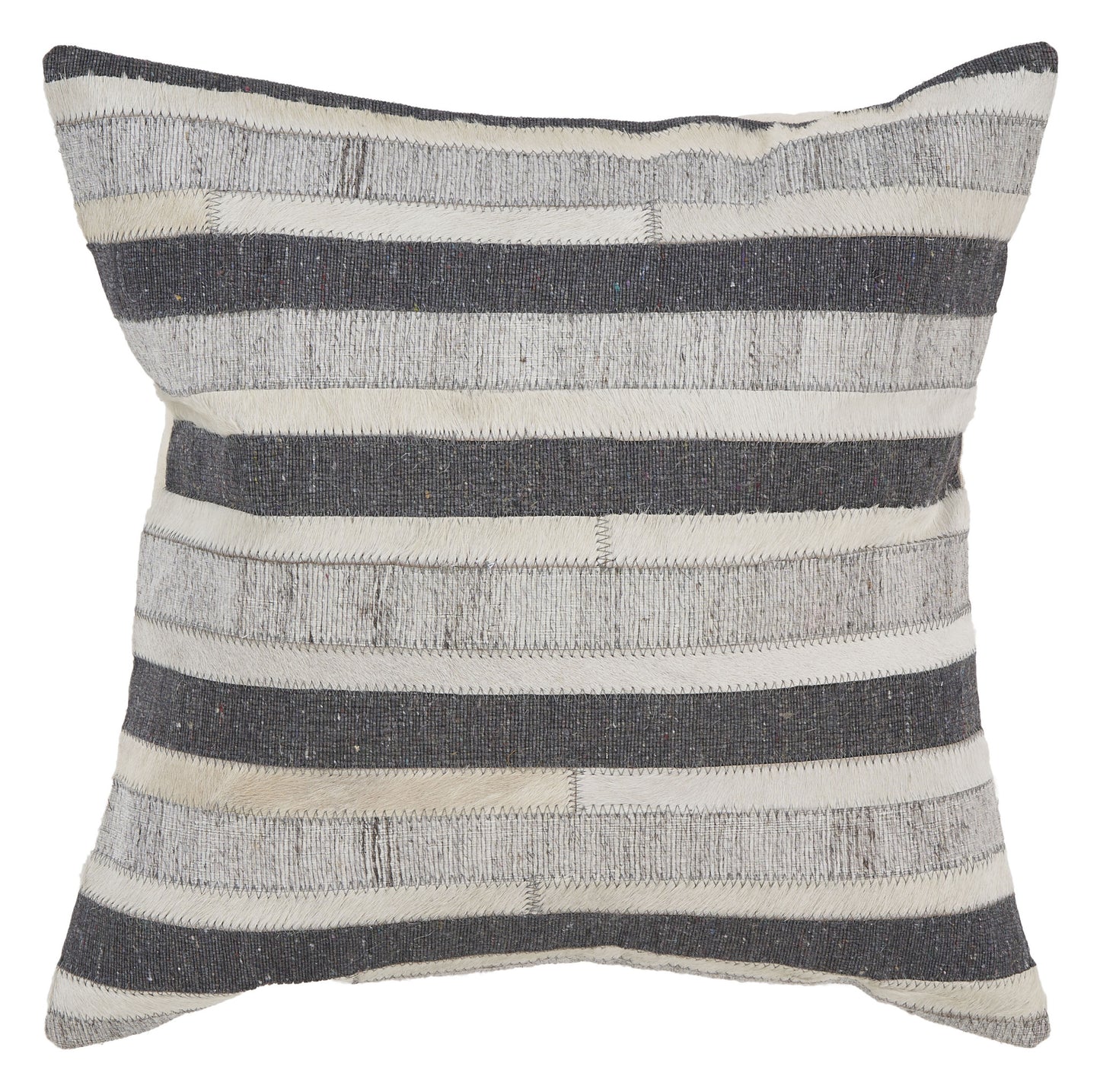 20" Charcoal Striped Wool Throw Pillow