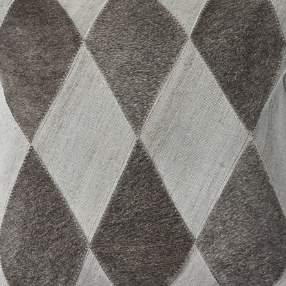 20" X 20" Silver And Brown 100% Wool Geometric Zippered Pillow