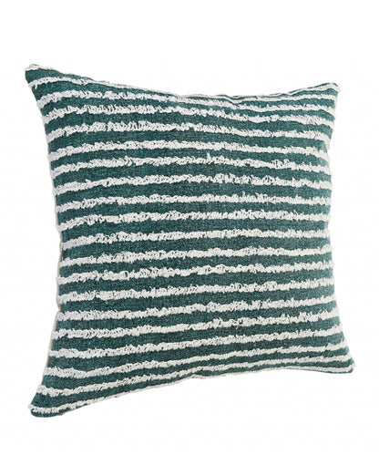 14" X 36" Black And Cream 100% Cotton Striped Zippered Pillow