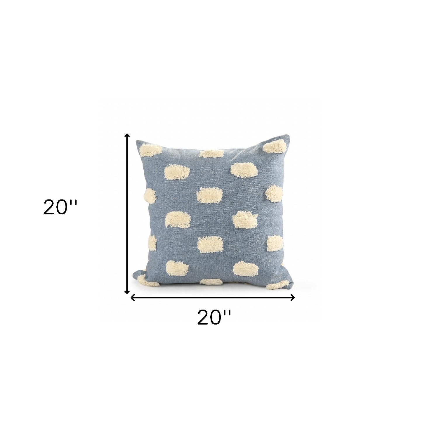 20" X 20" Dark Blue And White 100% Cotton Zippered Pillow