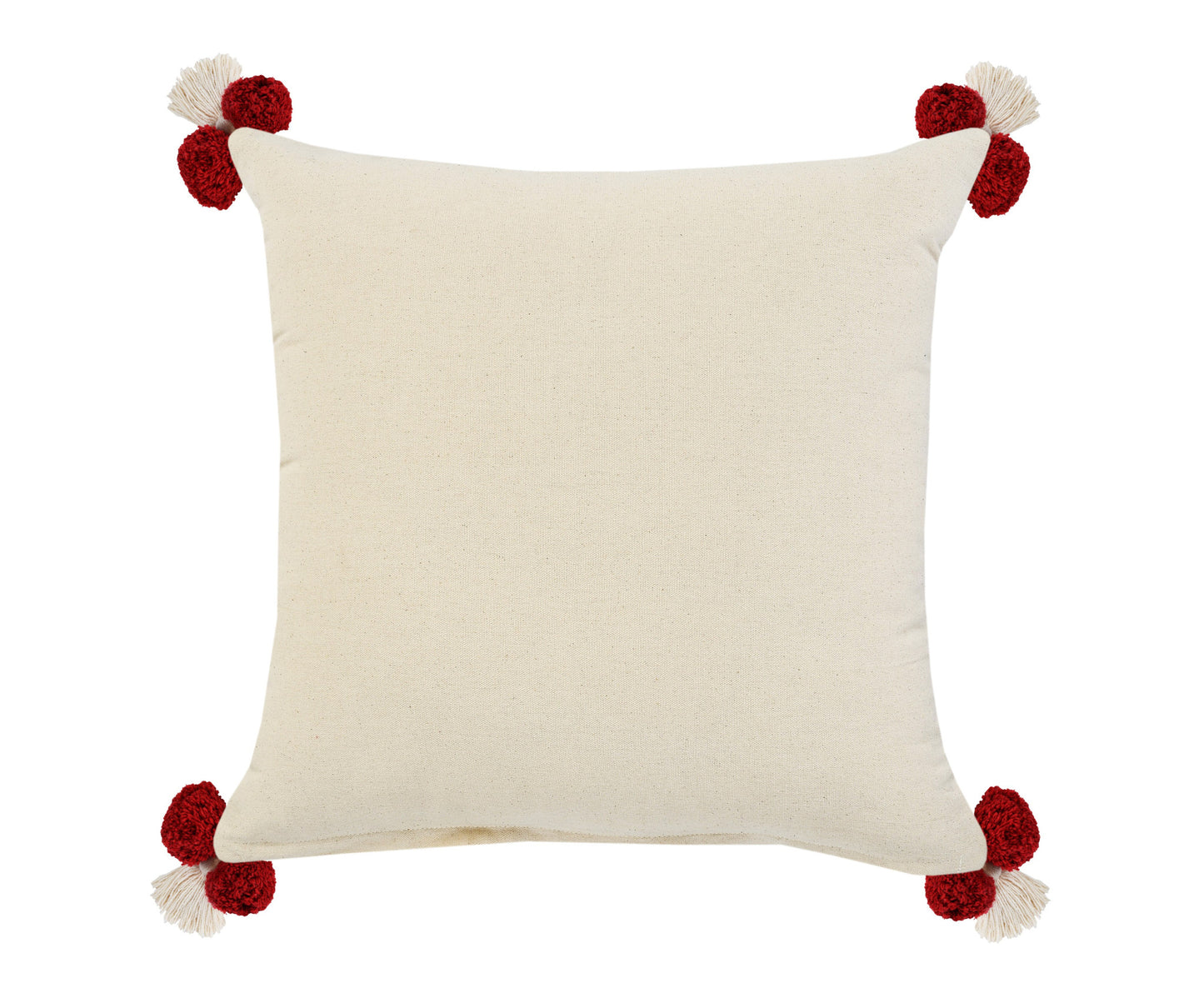 20" X 20" Red And Cream 100% Cotton Geometric Zippered Pillow