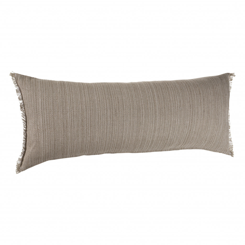 14" X 36" Tan Linen Zippered Pillow