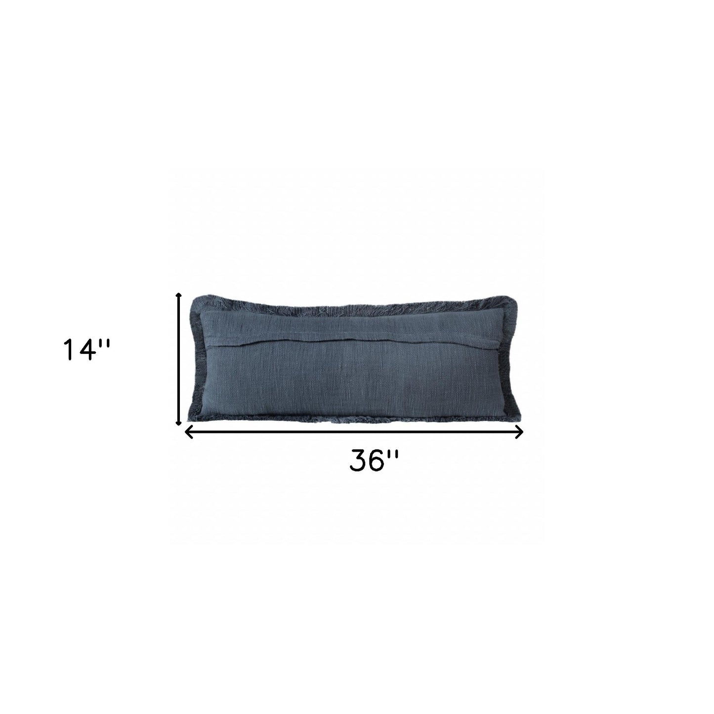 14" X 36" Navy Blue 100% Cotton Zippered Pillow