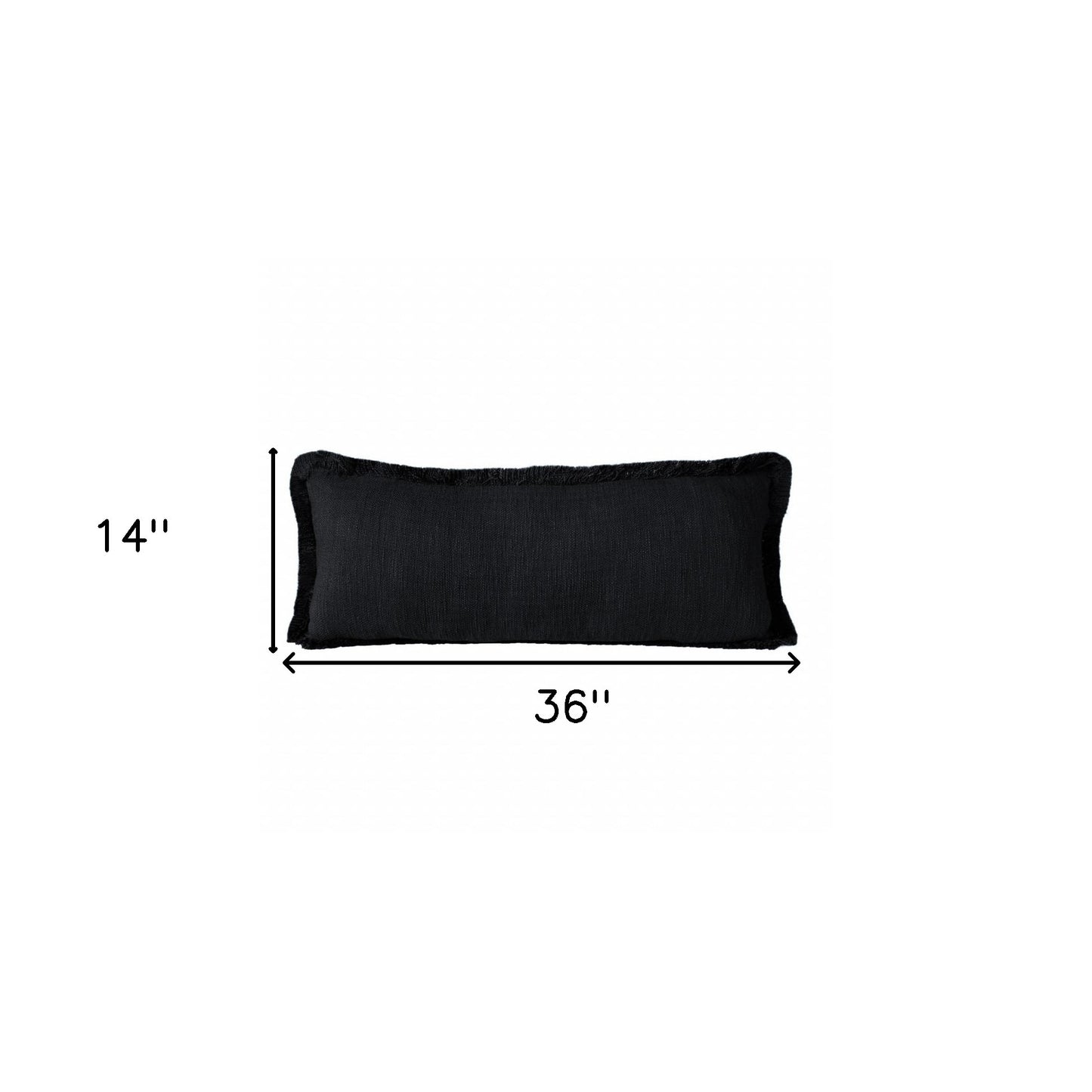 14" X 36" Jet Black 100% Cotton Zippered Pillow