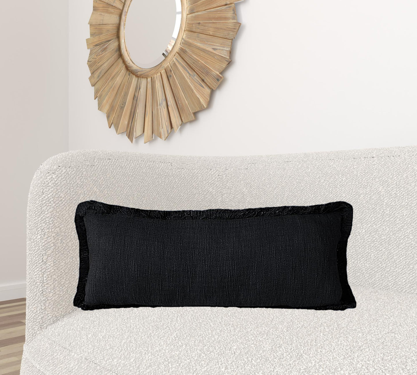 14" X 36" Jet Black 100% Cotton Zippered Pillow