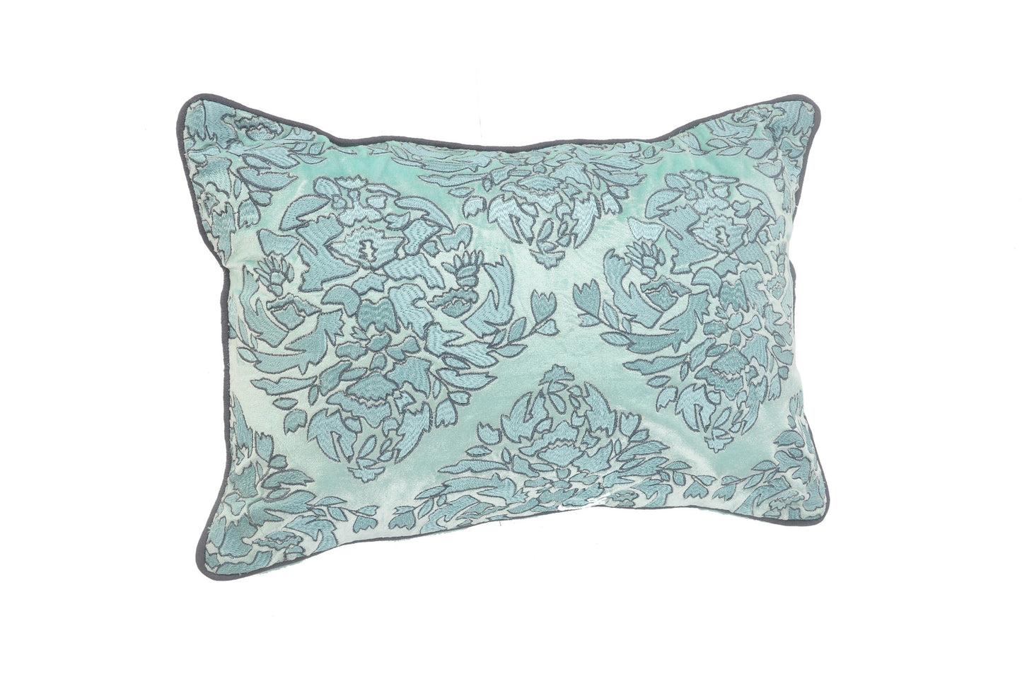 14" X 20" Mint Blue And Gray 100% Cotton Abstract Zippered Pillow