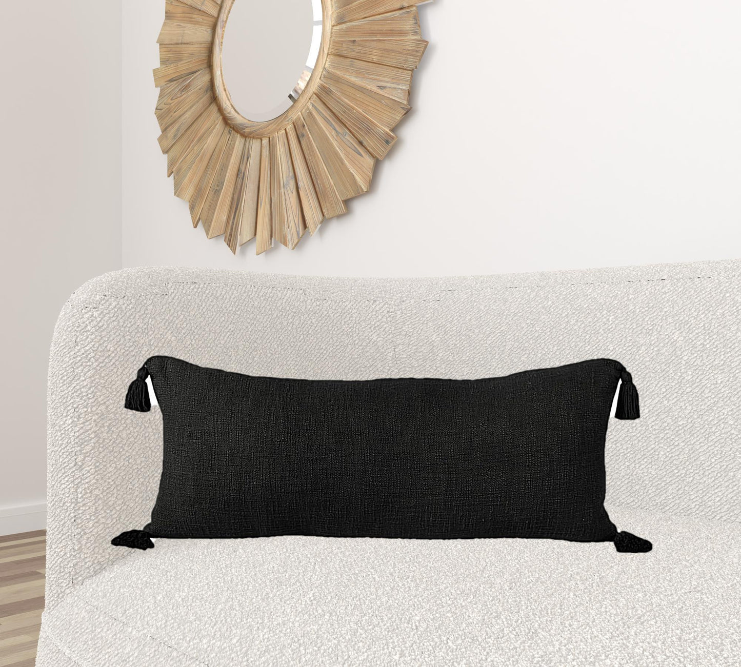 14" X 36" Jet Black 100% Cotton Zippered Pillow