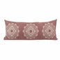 14" X 36" Dusty Rose And White 100% Cotton Geometric Zippered Pillow