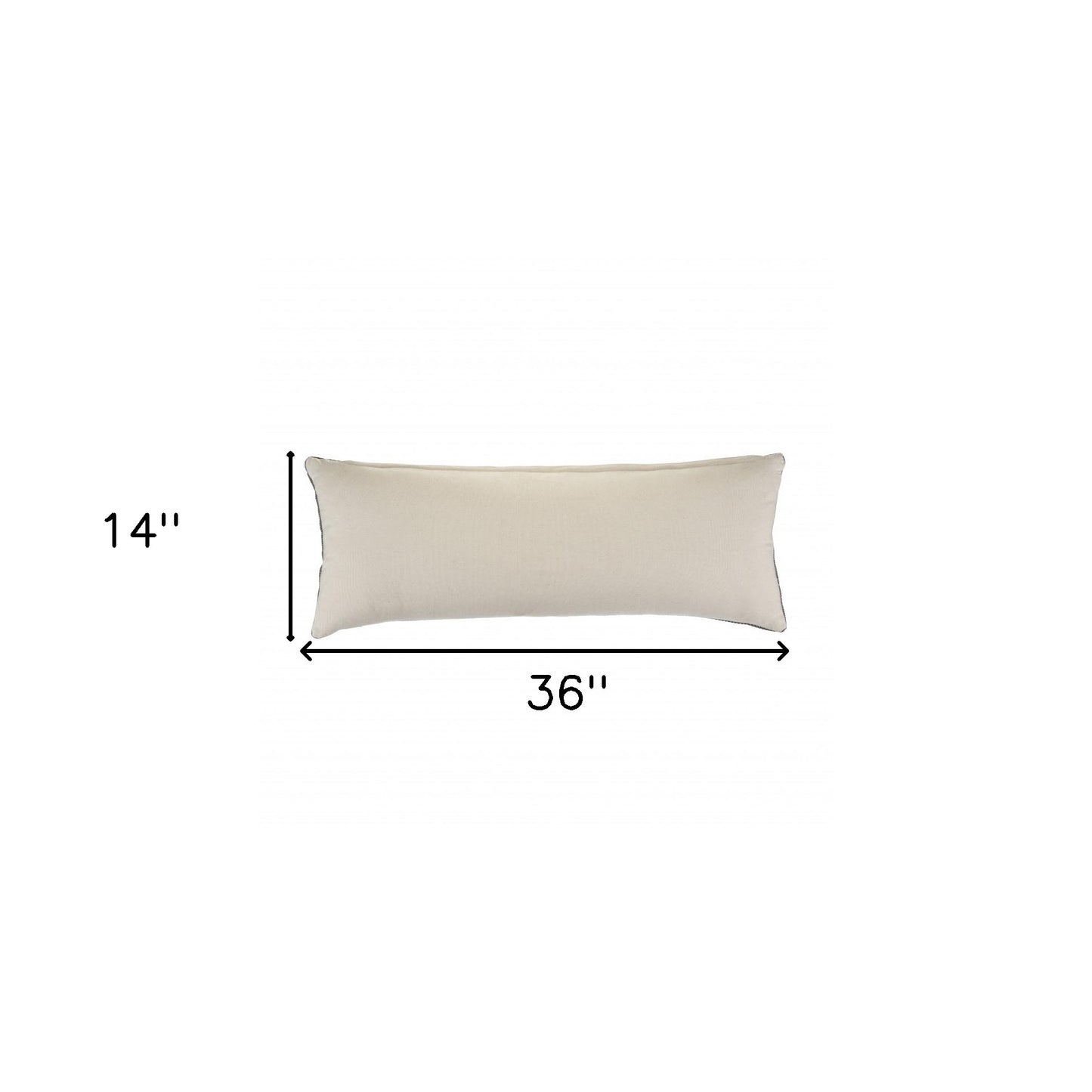 14" X 36" Frost Gray And Cream 100% Cotton Geometric Zippered Pillow