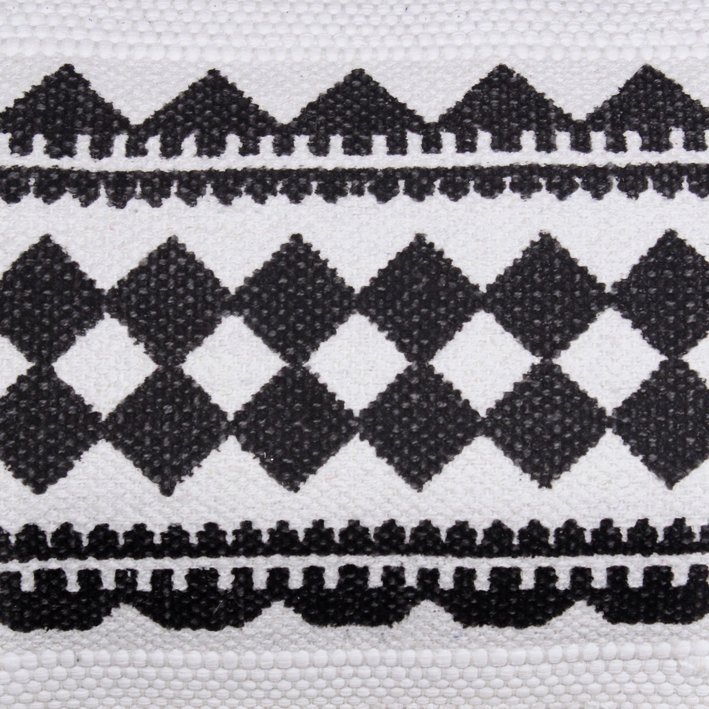 14" X 36" Black And White 100% Cotton Geometric Zippered Pillow