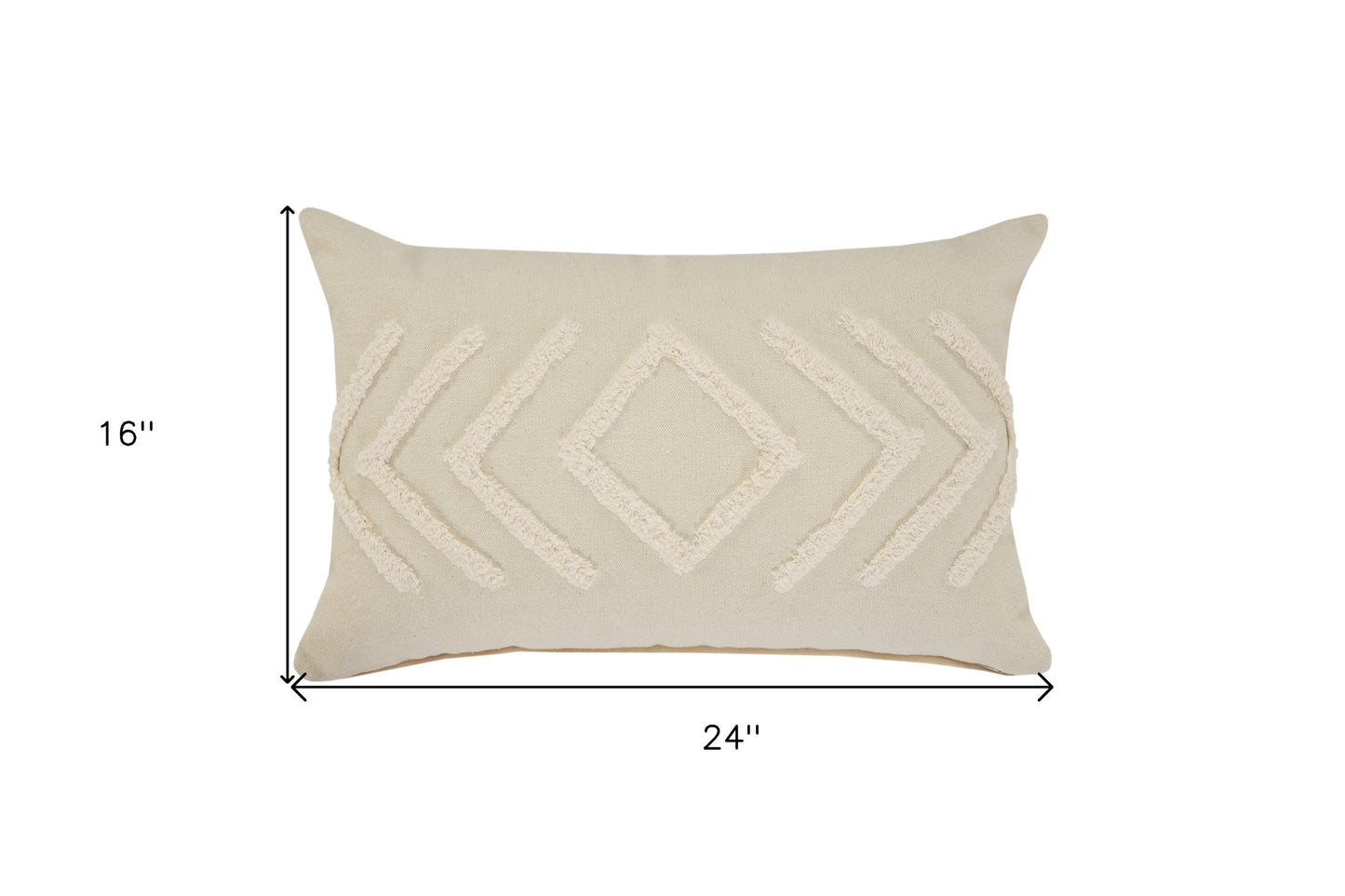 16" X 24" Birch And White 100% Cotton Geometric Zippered Pillow