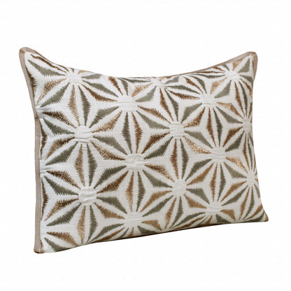 14" X 20" Gray And Copper 100% Cotton Geometric Zippered Pillow