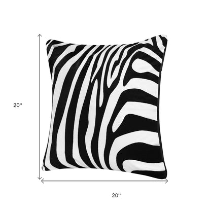 20" X 20" Black And White Forest Animals Polyester Animal Print Zippered Pillow