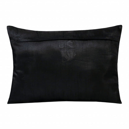 14" X 20" Black And Silver Polyester Geometric Zippered Pillow