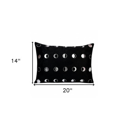 14" X 20" Black And Silver Polyester Geometric Zippered Pillow