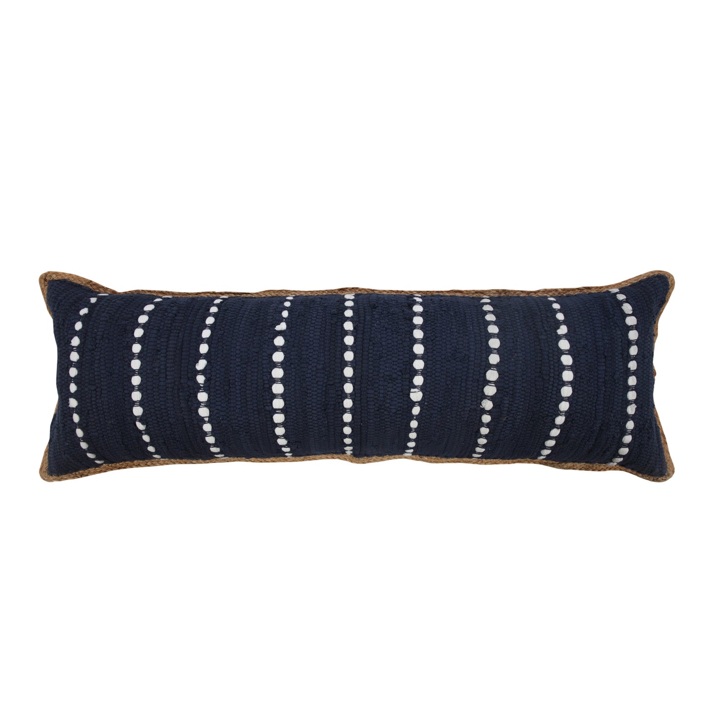 20" X 20" Blue and Beige Striped Cotton Blend Zippered Pillow