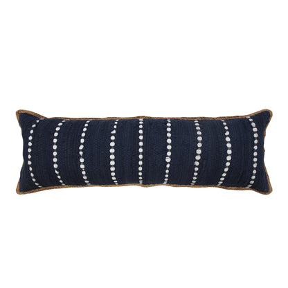 20" X 20" Blue and Beige Striped Cotton Blend Zippered Pillow