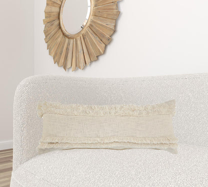 20" X 20" Cream 100% Cotton Zippered Pillow