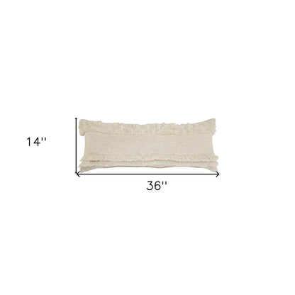 20" X 20" Cream 100% Cotton Zippered Pillow