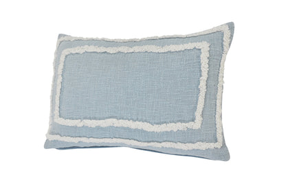 20" X 20" Sky Blue And White 100% Cotton Geometric Zippered Pillow