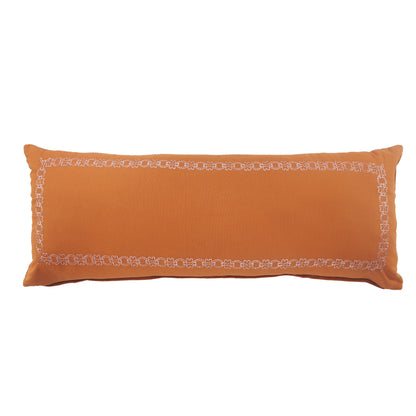 20" X 20" Orange And Dark Orange 100% Cotton Geometric Zippered Pillow