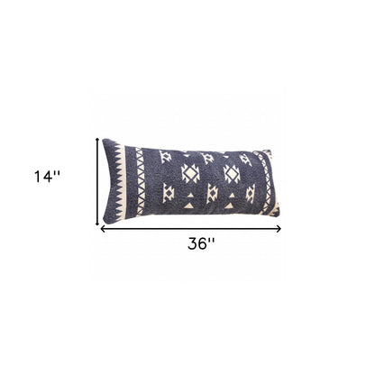 20" X 20" Navy And White 100% Cotton Geometric Zippered Pillow