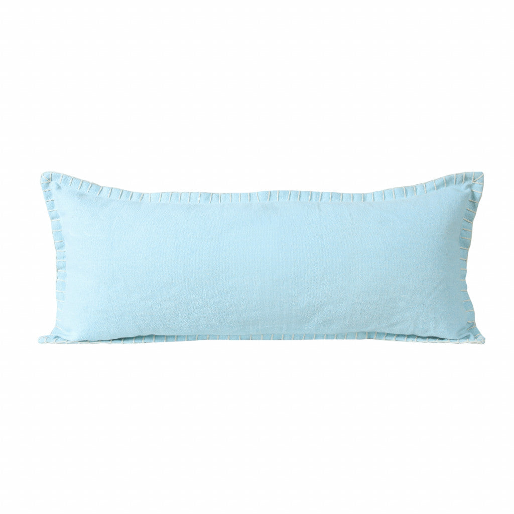 14" X 36" Bright Blue 100% Cotton Zippered Pillow