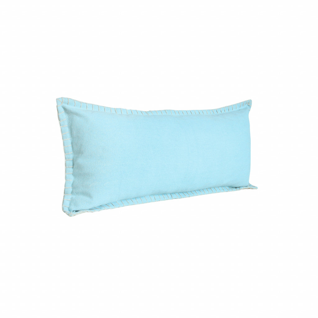 14" X 36" Bright Blue 100% Cotton Zippered Pillow