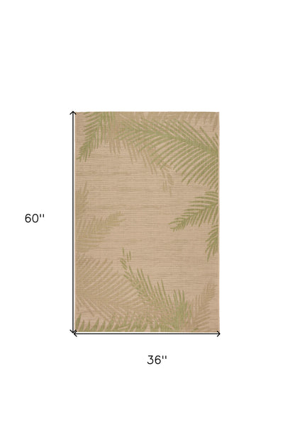 3' X 5' Beige Floral Indoor Outdoor Area Rug